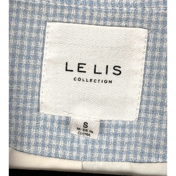Le Lis Womens Small Blue White plaid Cotton Button-Up Lightweight Lined Shacket - Picture 4 of 6